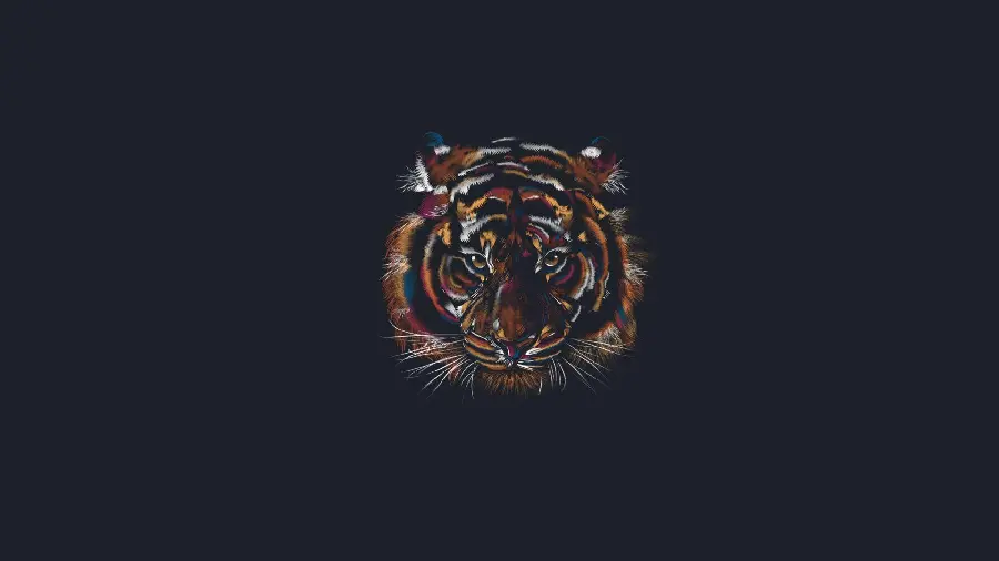 Minimalist image of a majestic and powerful tiger head