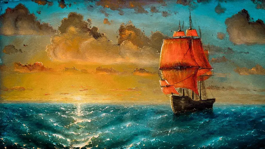 Scarlet Sails Painting by hitforsa