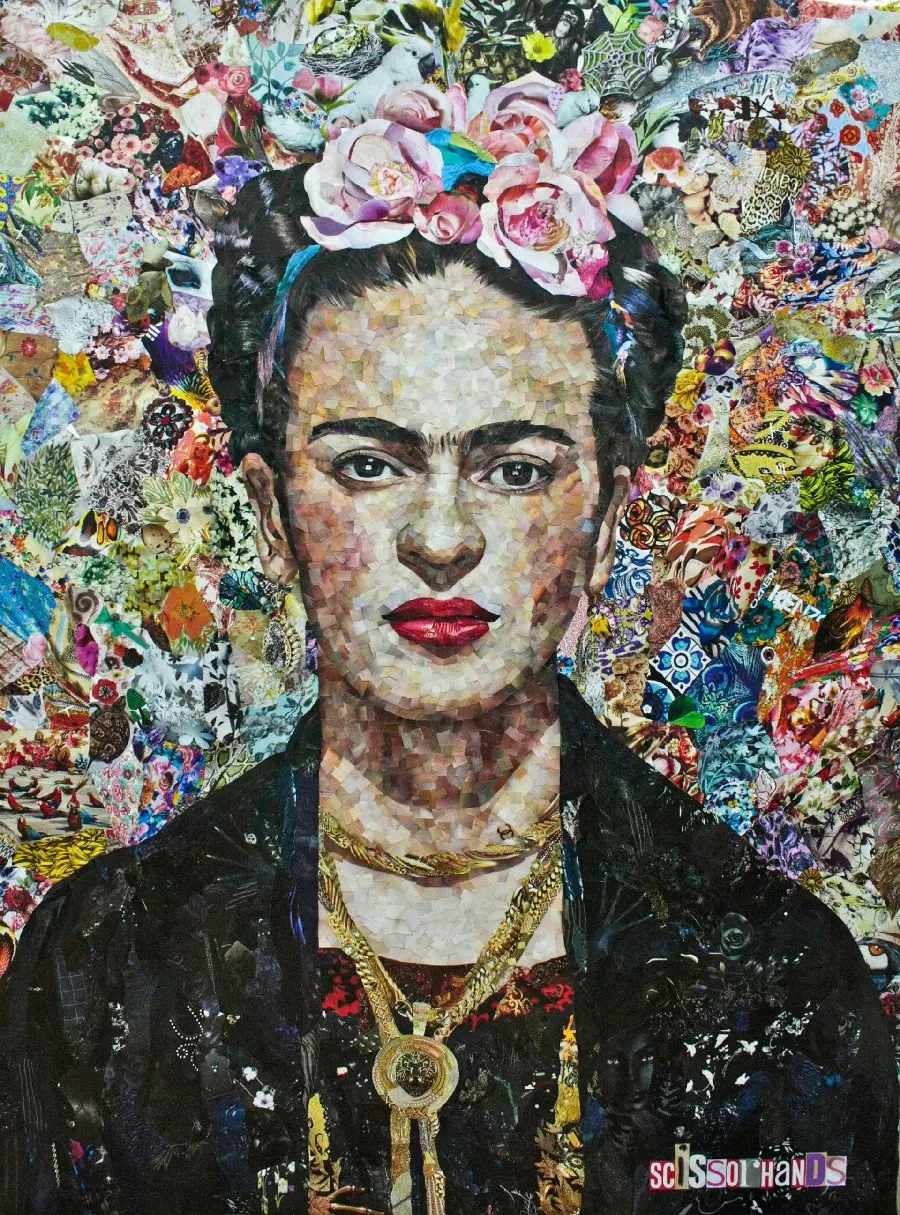 Abstract Portrait Graphic Acrylic Frida Kahlo Mexican Painter Contemporary Art History