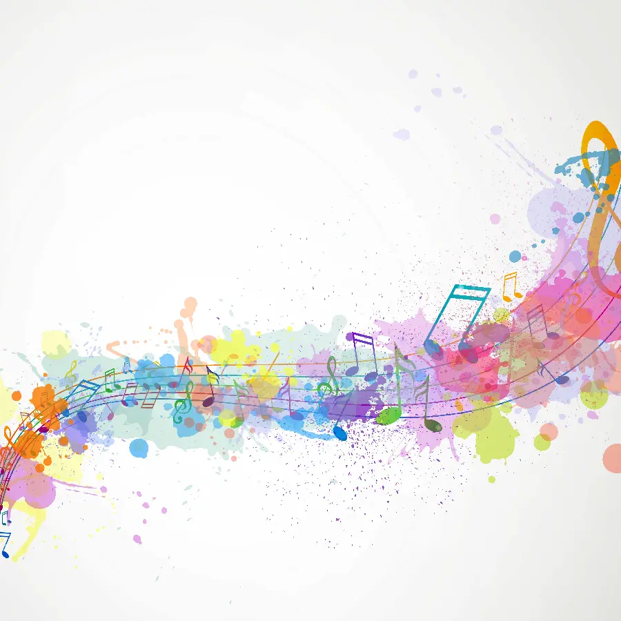 Download colorful musical notes with a white background