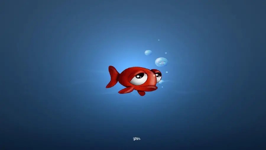 Cute and minimal profile photo of a sad fish with a blue background