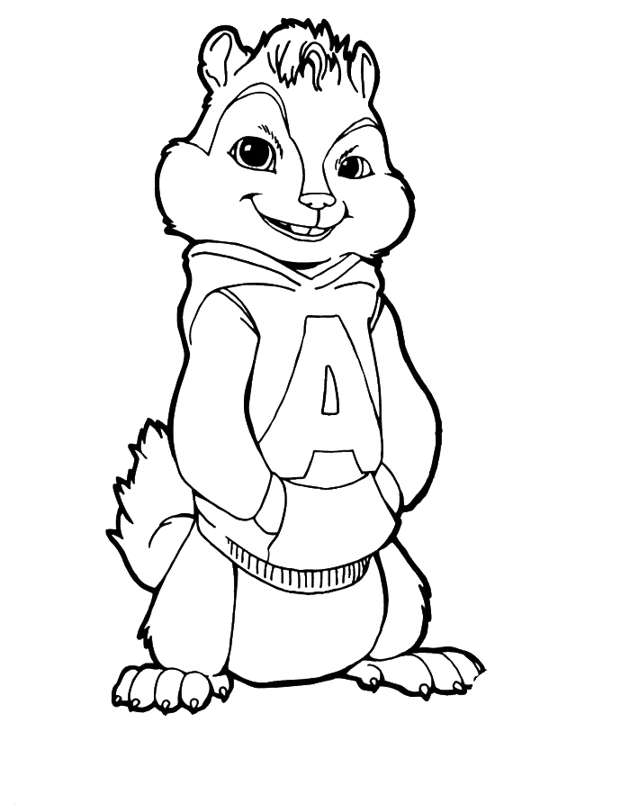 Cute squirrel boy photo in the cartoon and movie Alvin and the Chipmunks without color 