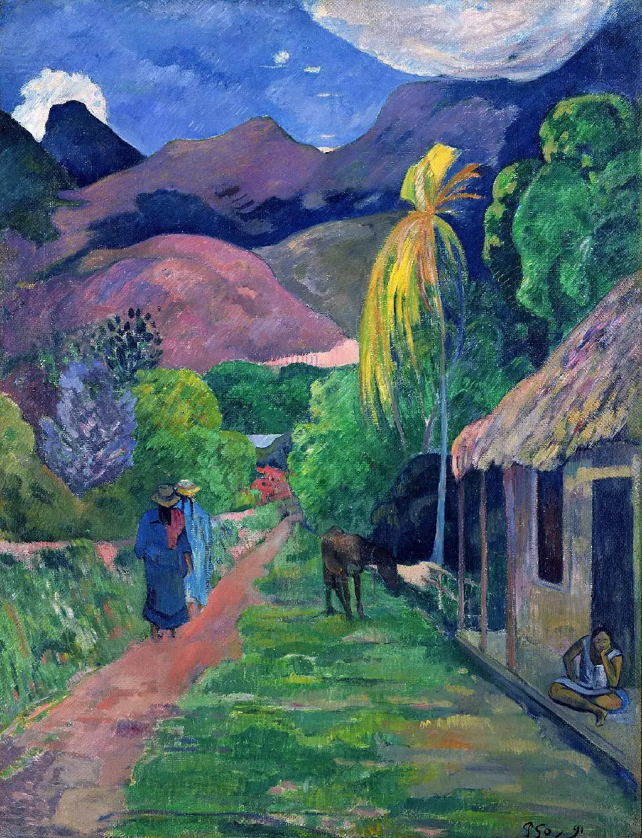Free and full HD download of the first natural landscape painting by Paul Gauguin