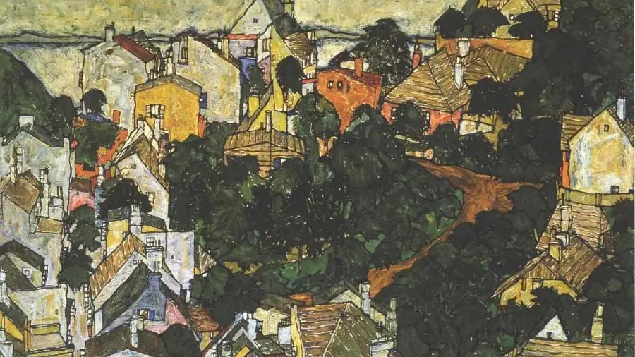A picture of the summer landscape of Kurama by Egon Schiele