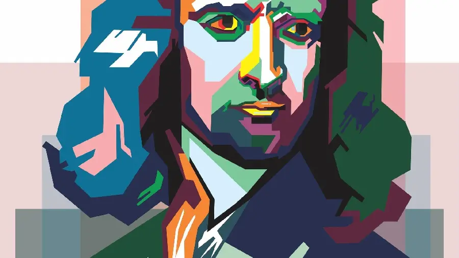 Animated graphic stock image of Newton, a famous physicist from England 