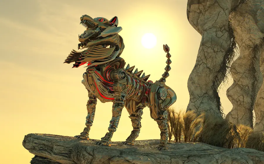 A background photo with a sense of excitement of a robot dog used in cinema