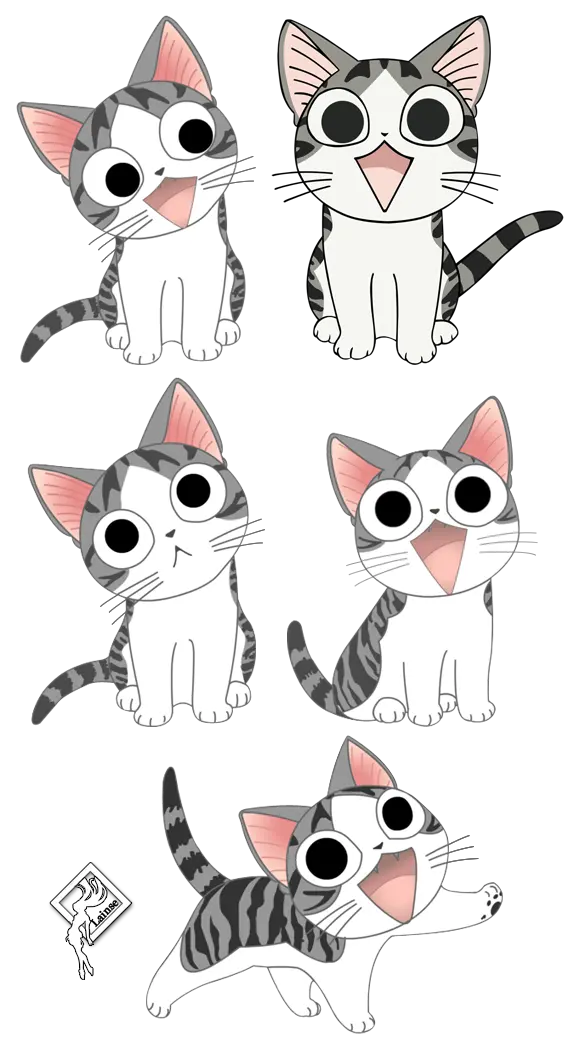The cutest PNG drawing of a sweet and cute cat with a white background