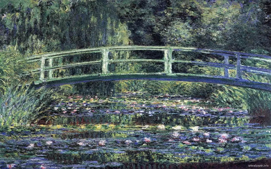 Painting Claude Monet, Japanese Footbridge and Lotus Pond, Giverny 1899 
