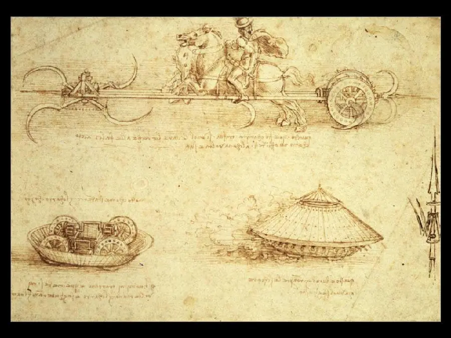 Download the photo of Leonardo da Vinci's initial design for the invention of the suspension bridge