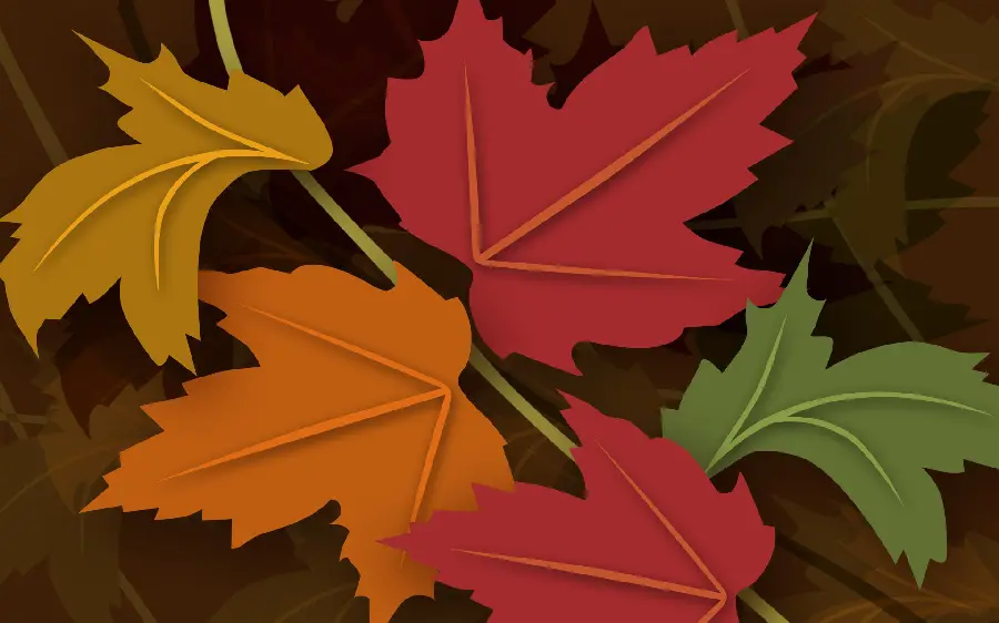 Special HD quality photo of broad red and orange maple leaves on the ground