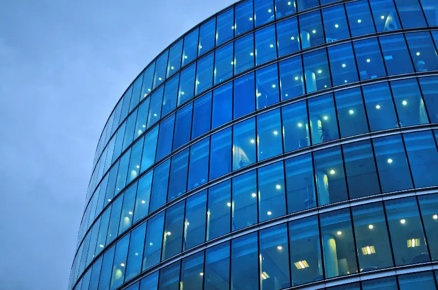 Continuous glass facade with the beautiful appearance of modern buildings