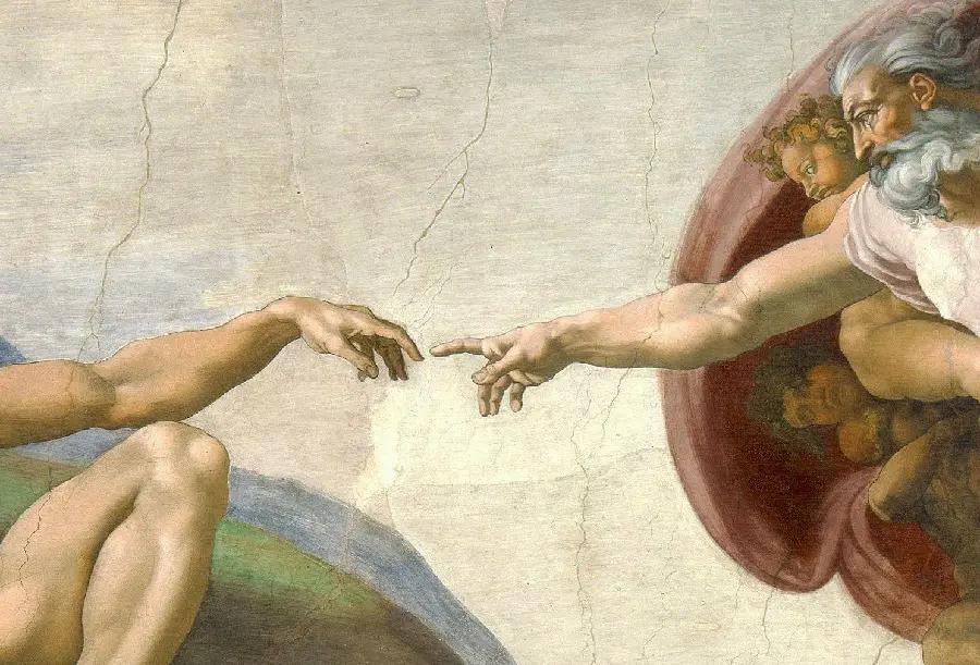 Photoshop-free image of Michelangelo's most famous work, The Creation of Adam
