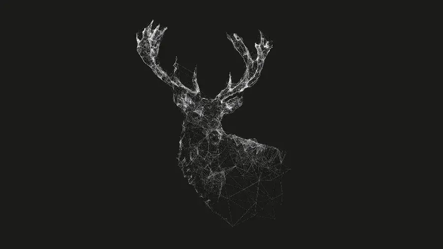 Wireframe 3D Antler Deer Model Wallpaper and 3D