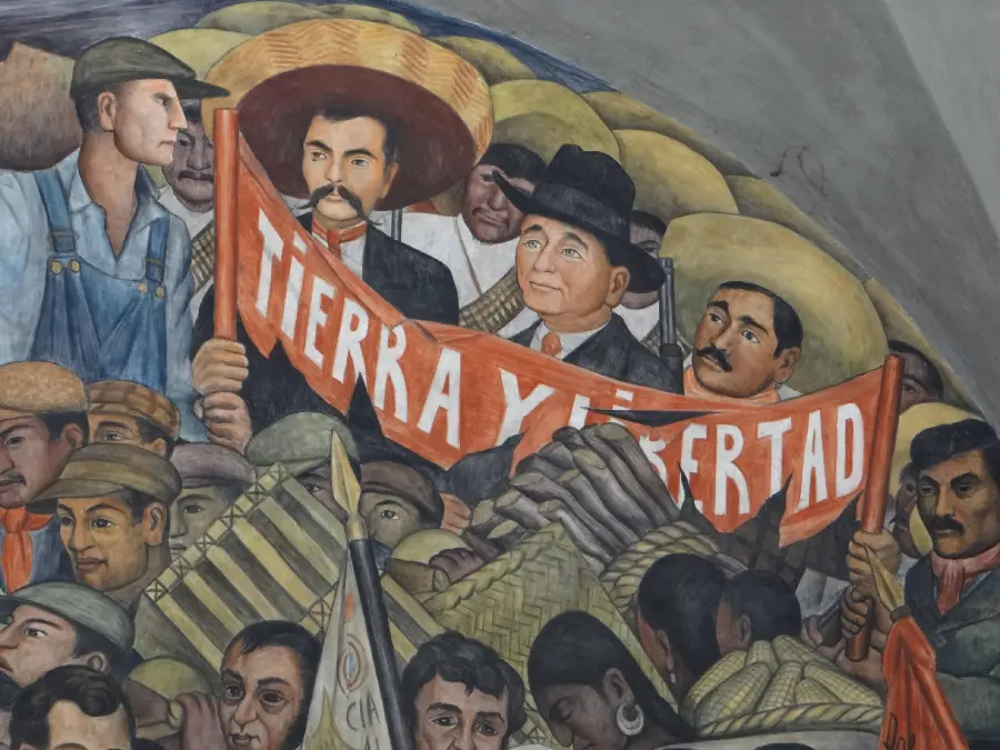 Photo of a mural of Mexican history by Diego Rivera