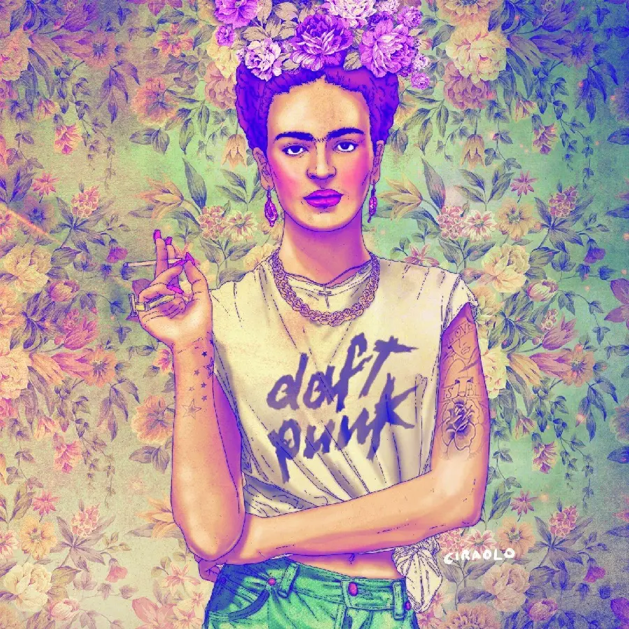 Frida Kahlo Wall Painting Loves Daft Punk