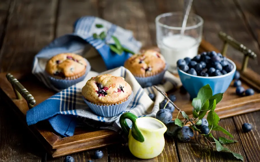 Download Photo of Blueberry Flavored Muffins and Cookies for Breakfast for Profile and Story 
