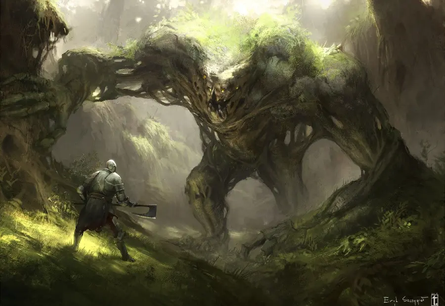 Download a scary and terrifying cartoon image of a tree man design