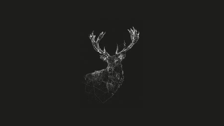 3D Wireframe Wireframe Antlered Deer Model Wallpaper