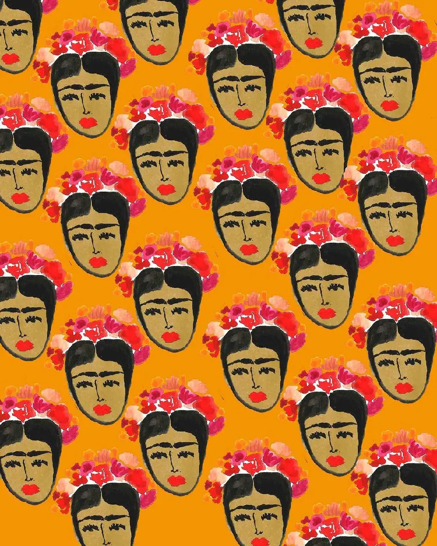 Frida Kahlo Pattern Art Graphic Design Mexican Painter