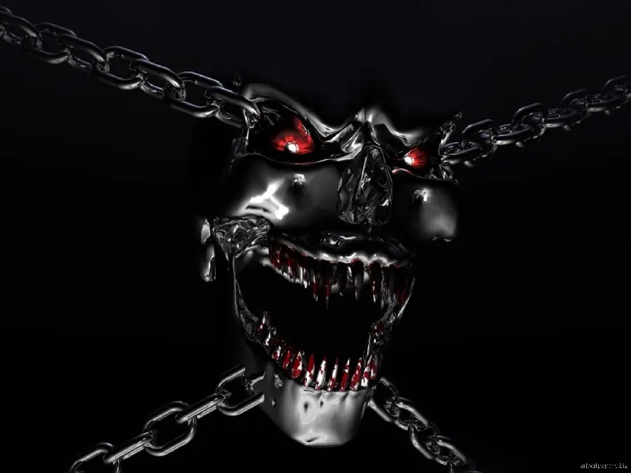 Download a terrible and terrifying image of a human skull with a black background and HD quality 