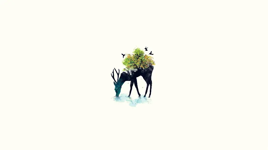 A unique and conceptual image of a tree growing from a tree trunk in a minimalist style