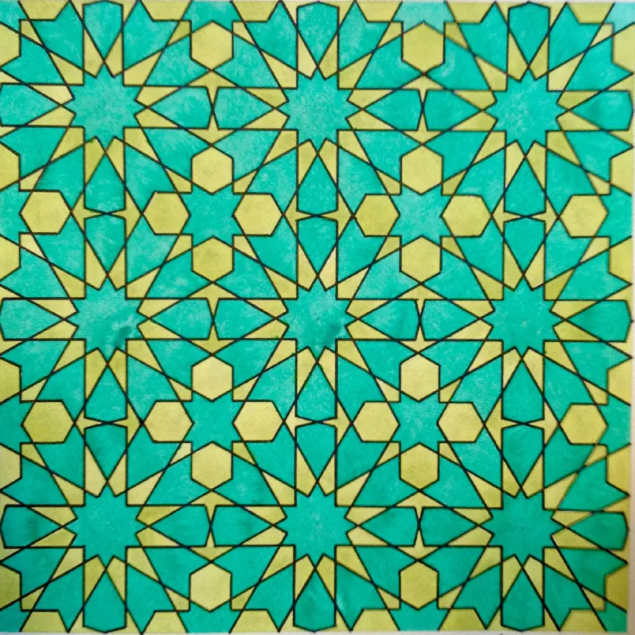 Image of Islamic Pattern and Design for Coloring Mosque Windows