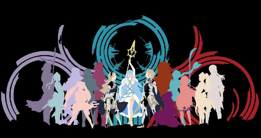 Minimalist style anime girls photo on a black and girly background 