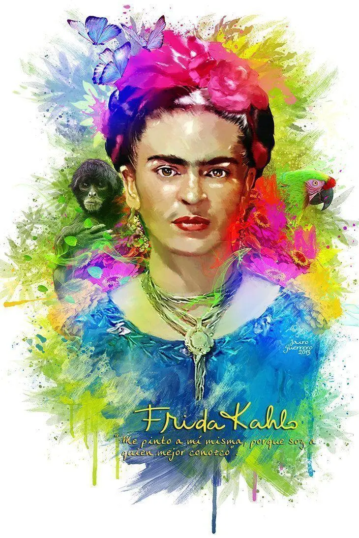 Frida Kahlo Acrylic Graphic Painting Mexican Painter Contemporary Art History