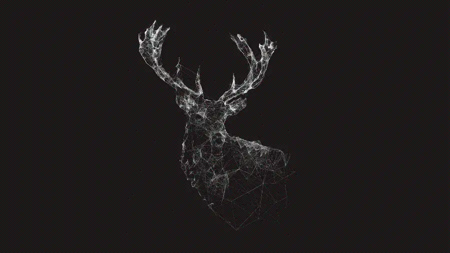 Minimal graphic art imageCute and beautiful deer with a black background and full HD quality 