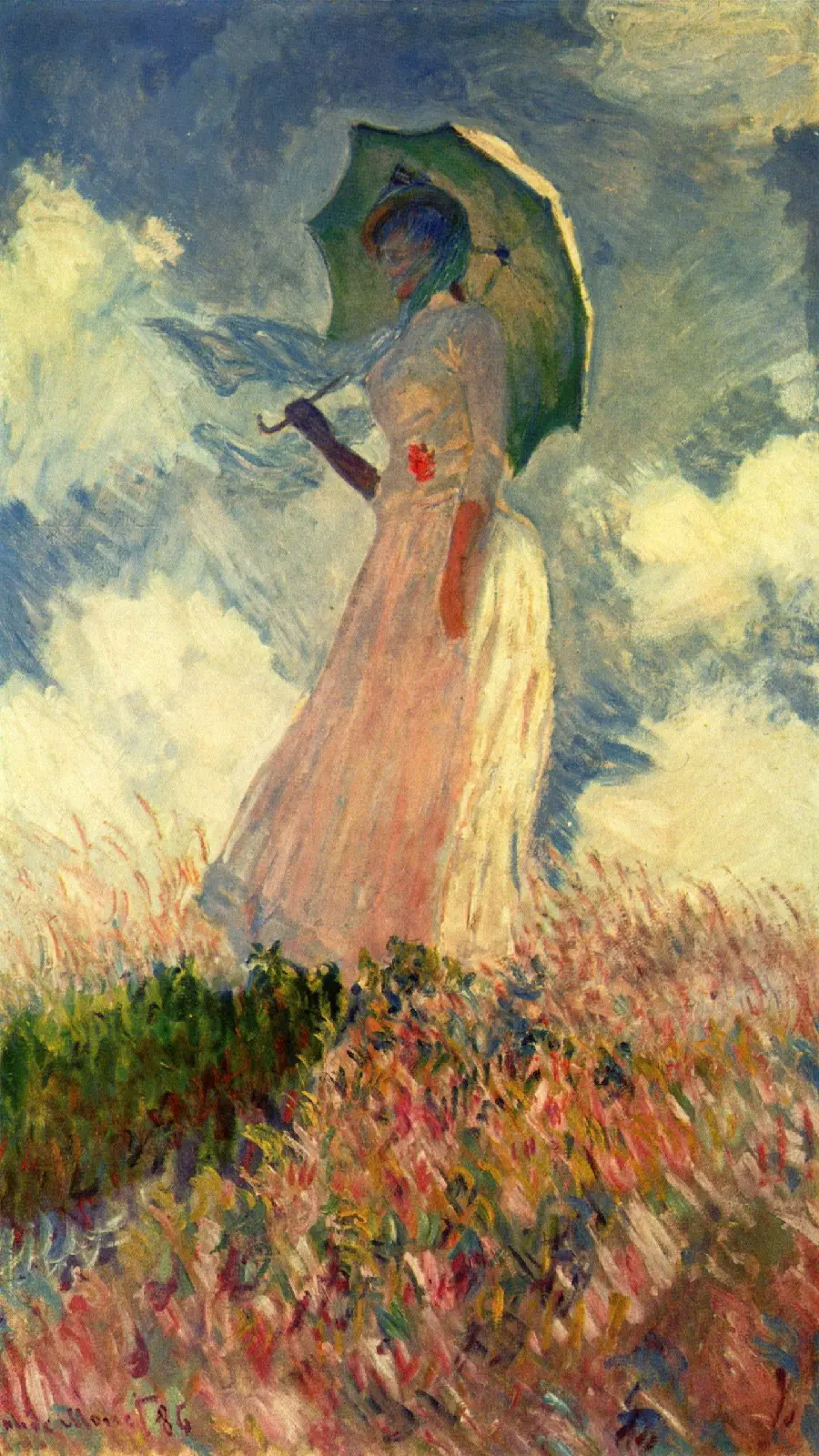 The famous painting Lady with a Parasol by Claude Monet for iPhone wallpaper