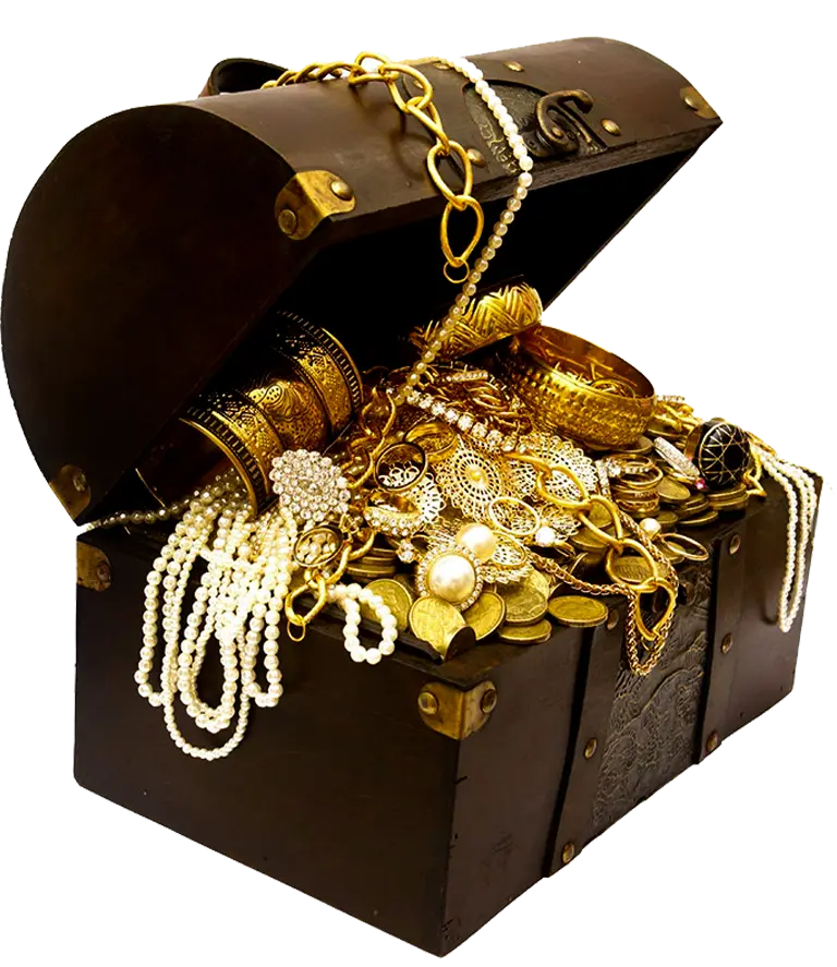 PNG image of a real treasure chest with gold and diamonds