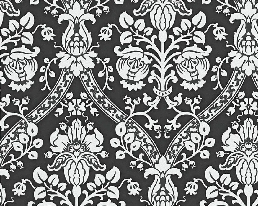 Download the new black and white traditional baroque style floral pattern