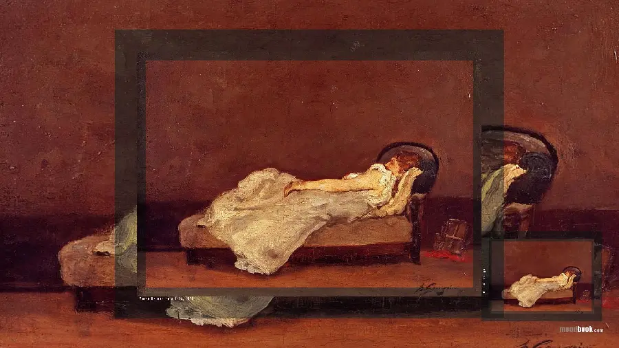 Download the painting of a sleeping girl by Paul Gauguin