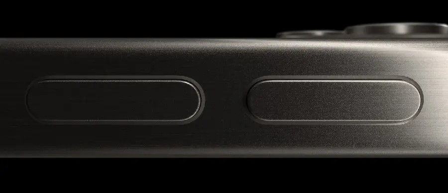 Power and volume buttons on iPhone 15 Pro and 15 Pro Max 