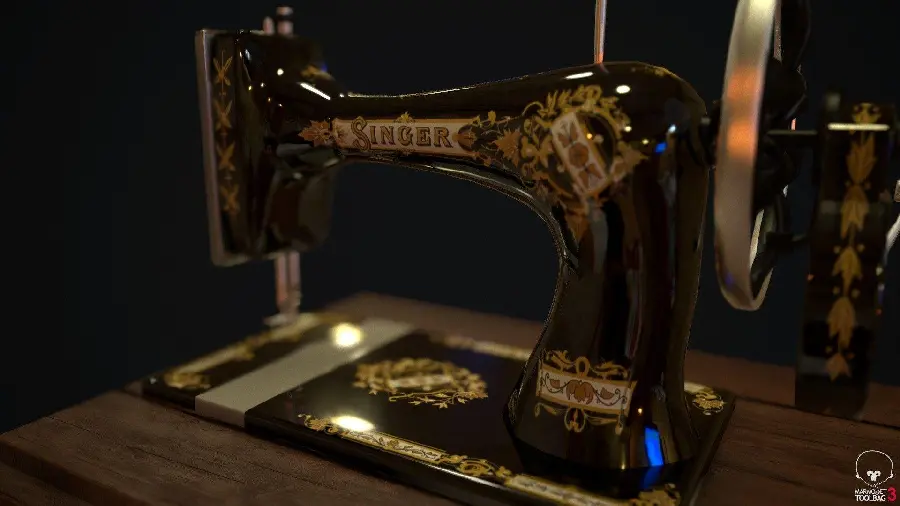 Download SINGER black and gold sewing machine photo for free 