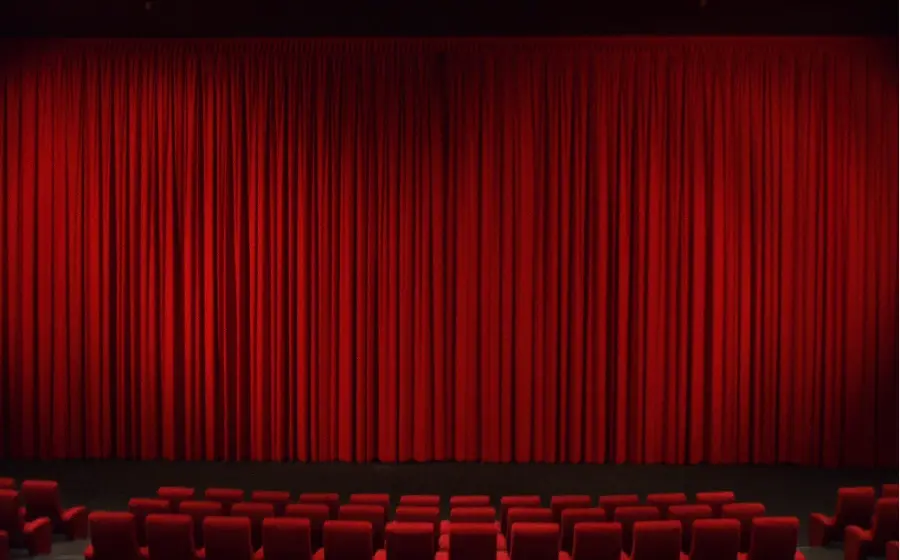 Download background of the stage with red curtains in the theater