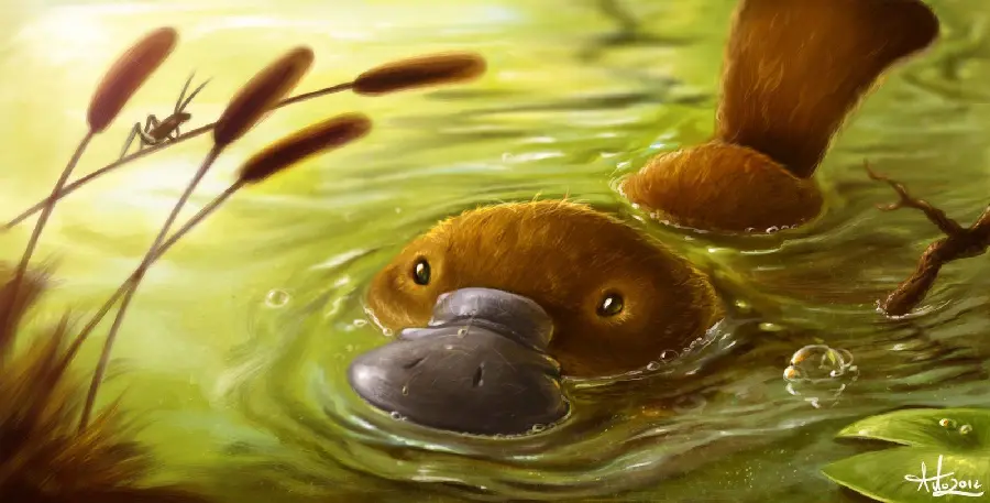 Digital painting of a platypus or ornitrang 
