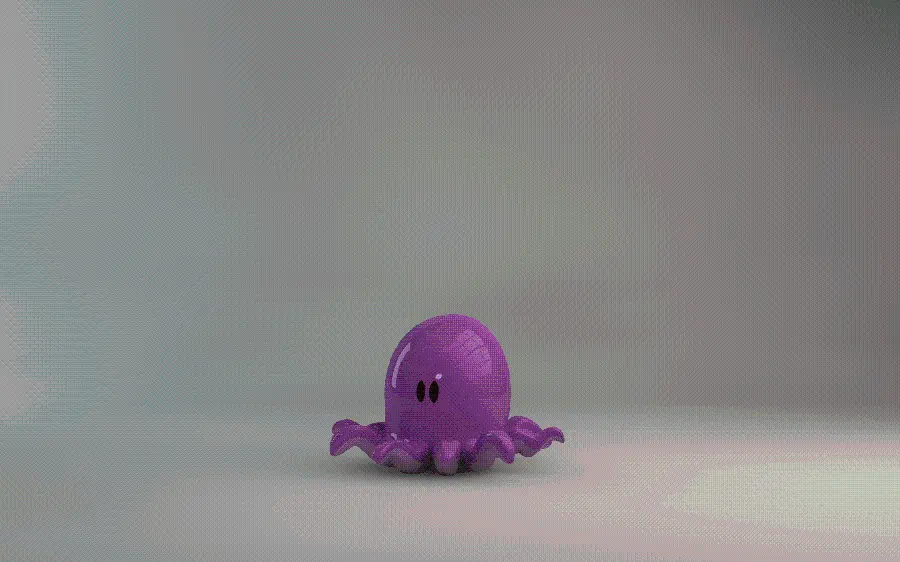 3D wallpaper with cute little octopus