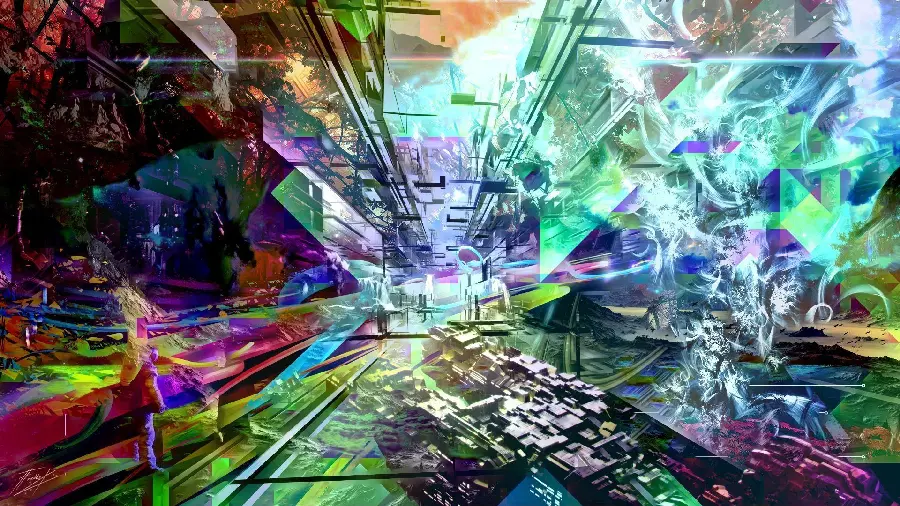 3D collage of special and attractive colorful photos 