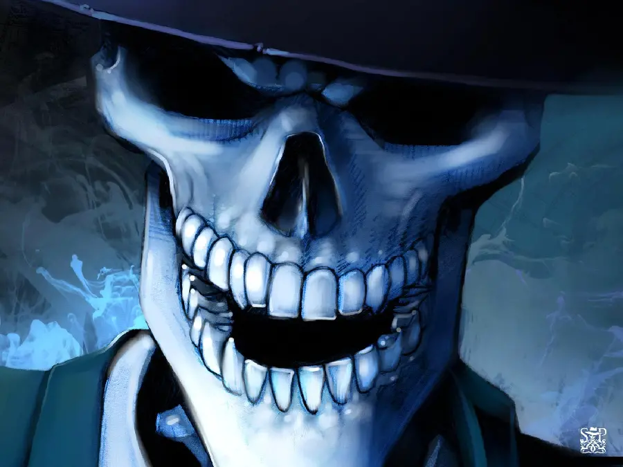 Download a scary photo of a human skull with a fantasy and special design 