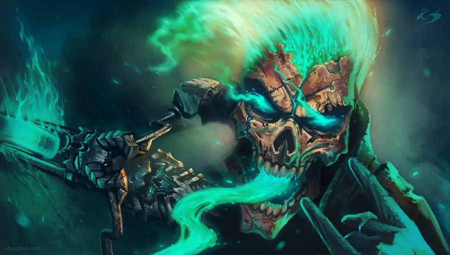 Graphic and fantasy profile photo of a human skull design with HD quality 