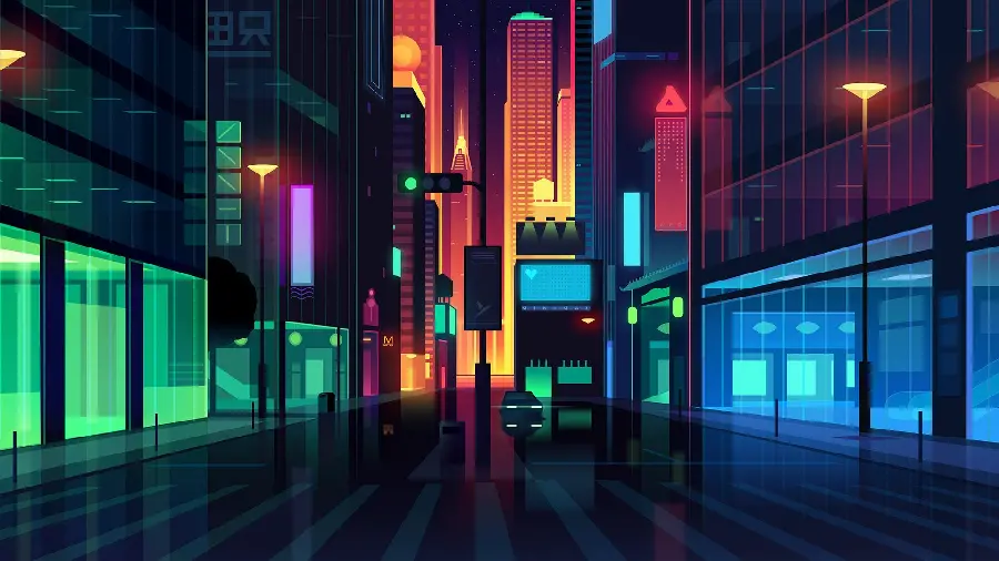 Stylish and luxurious wallpaper of modern buildings with minimalist style colorful lighting