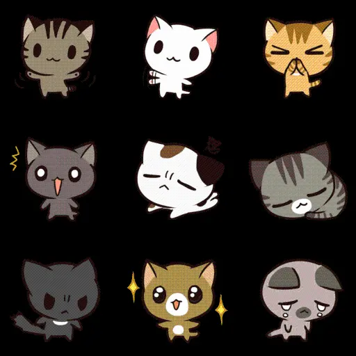 Download a cute and funny graphic drawing of a cat PNG with a black background