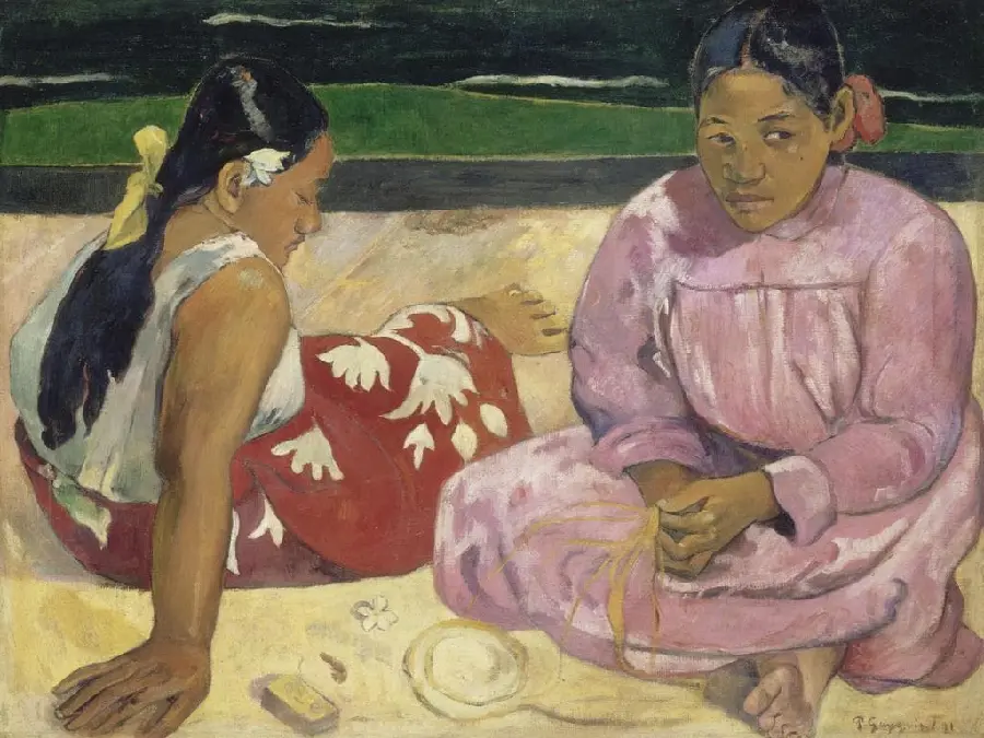 The famous painting of two young girls by the sea by the French painter and sculptor named Paul Gauguin