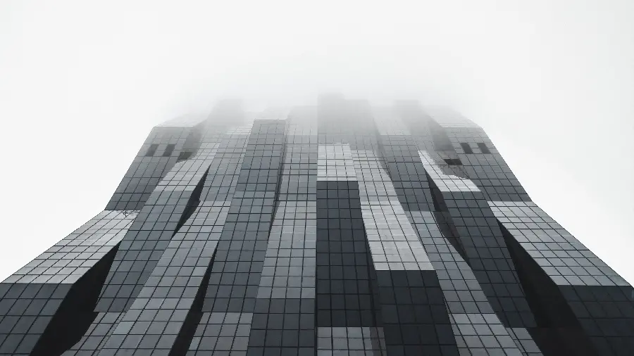 Background image of a sky-high minimalist building for printing signs in construction