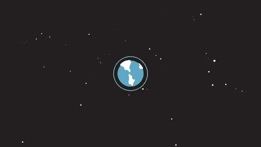 Minimalist style photo of the Earth and the stars around it in the night sky