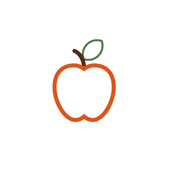Download a simple computer drawing PNG image without coloring a red apple 