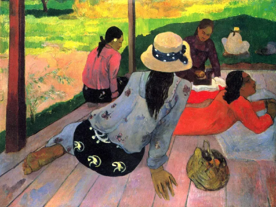 Photo of the painting Siesta by Paul Gauguin