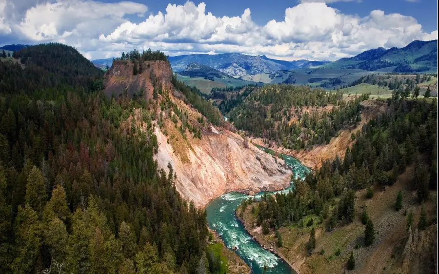 A very special and attractive landscape and nature of mountains and a river full of water 