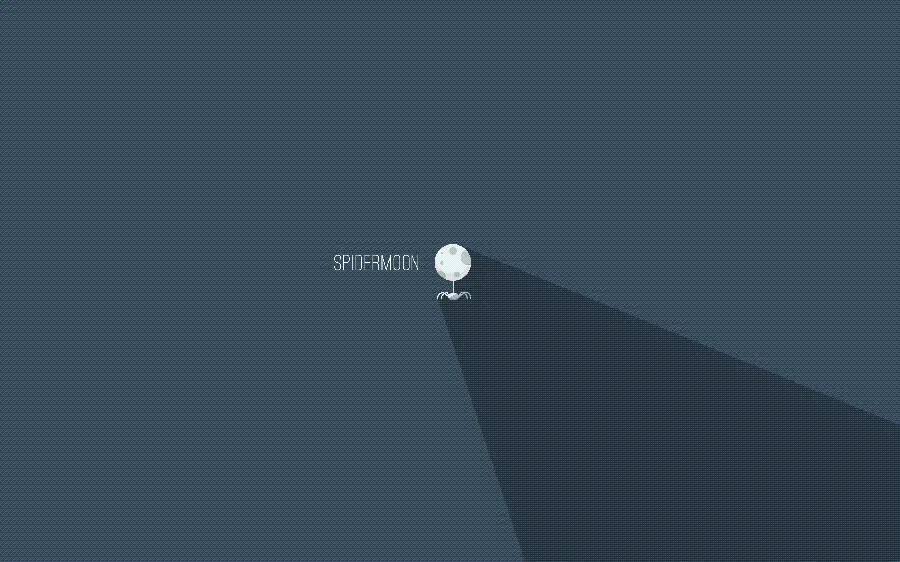 Minimalist style spider moon image on a simple gray background
